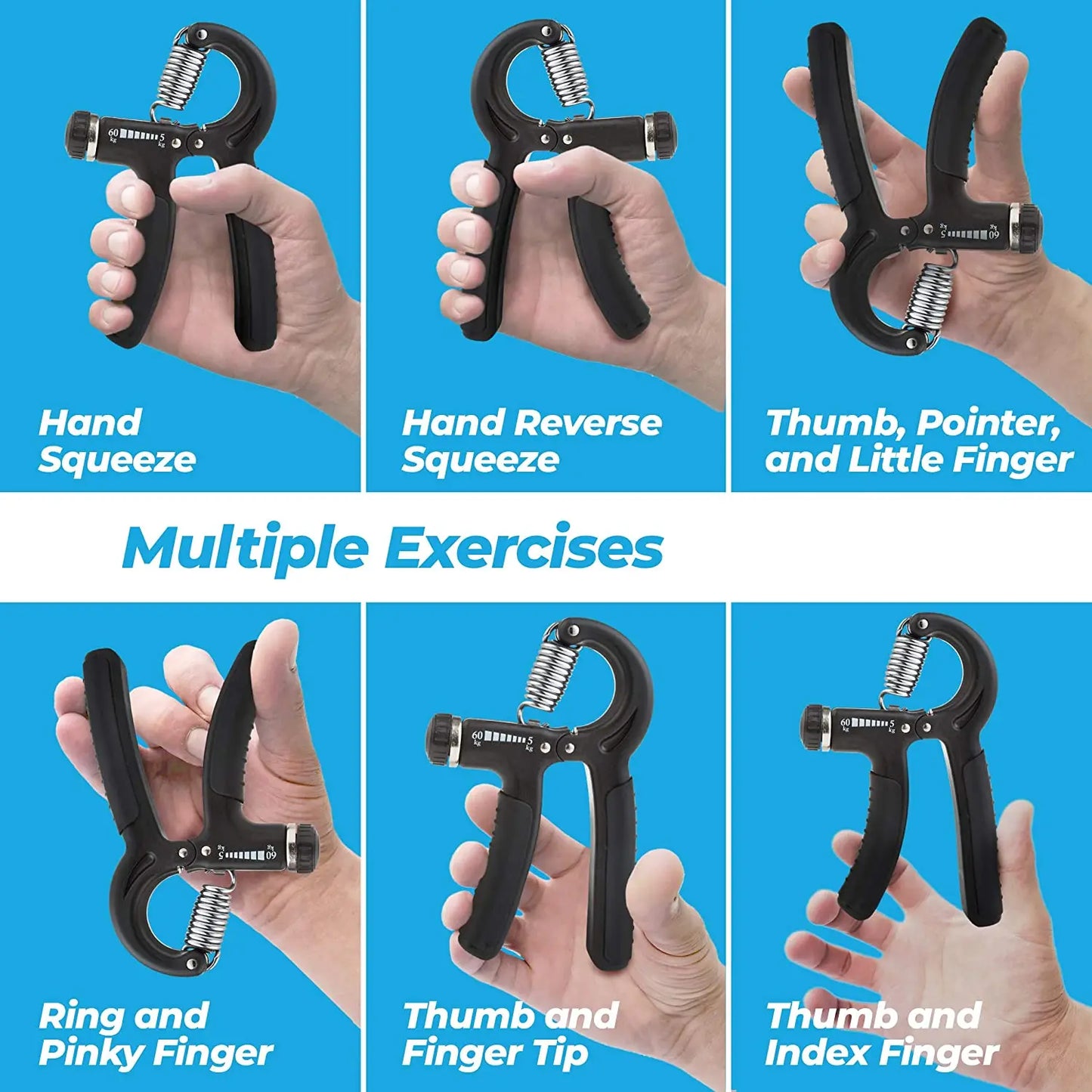 Grip Strength Trainer, Hand Grip Strengthener, Forearm Exerciser, Finger Strengthener Trainer, Wrist Forearm Grip Workout