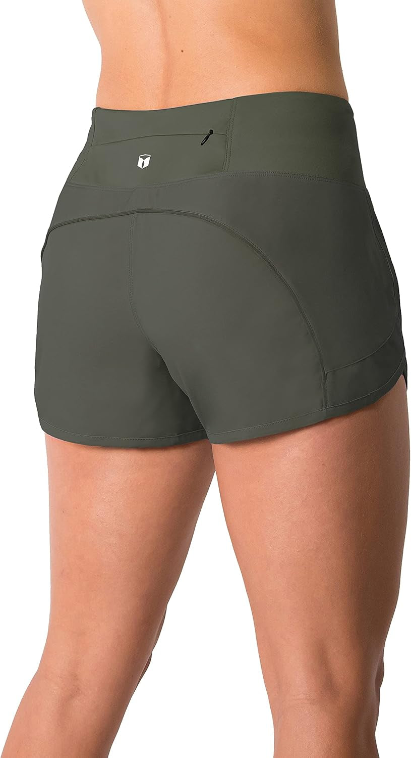 Apparel Womens Lightweight Running WOD Volleyball Shorts Workout Mesh Liner Zip Pocket