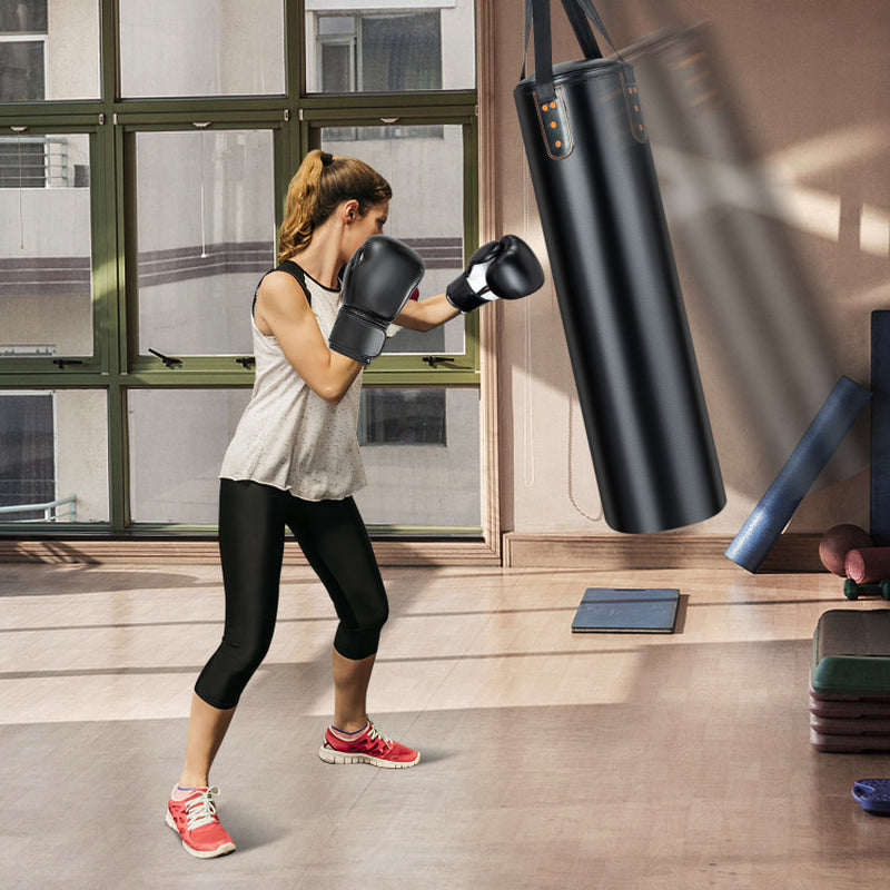 4-In-1 Hanging Punching Bag Set with Punching Gloves and Ceiling Hook